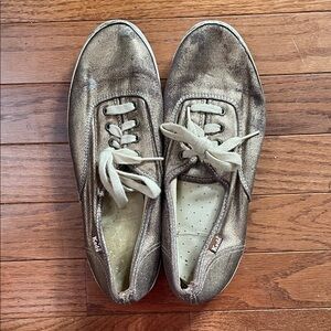 Keds Metallic Bronze Lace-Up Sneakers with Cream Laces